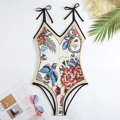 2023 New Arrival Push Up Women Bikini Set Floral Printed Ruffle Bikinis Strappy Bandage Swimwear Brazilian Biquini Bathing Suit SS69