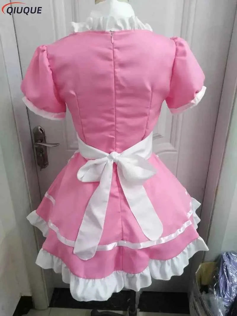 Women Pink Maid Outfit Sweet Gothic Lolita Dresses Anime K-ON! Cosplay Costume Apron Dress Uniforms Plus Size Halloween Uniforms