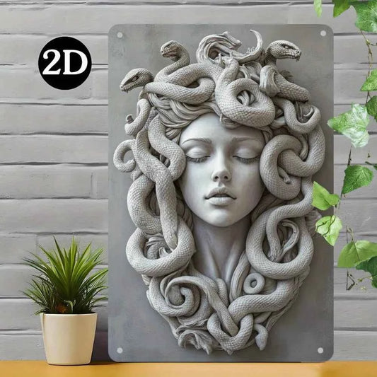 A 2D Metal Wall Decoration Featuring a Medusa Theme, Suitable for Homes, Bars, Offices, And Living Rooms - a Vintage-Style