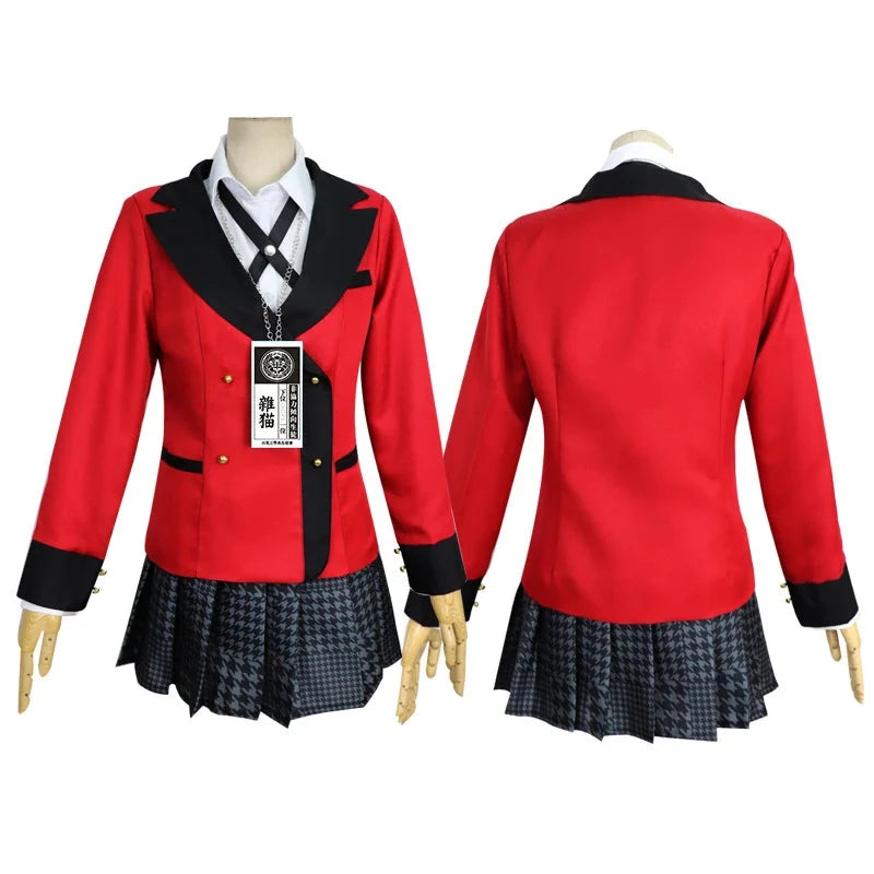 Anime Kakegurui Cosplay Costume Kirari Momobami Uniform Yumeko Sayaka Compulsive Gambler Japanese School Girl Pleated Skirt Suit SS69