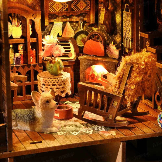 Book Nook Kit My Puppy Family DIY Wooden Puzzle Bookshelf Insert Decor Dollhouse Model Bookend Building Home Decoration Gifts