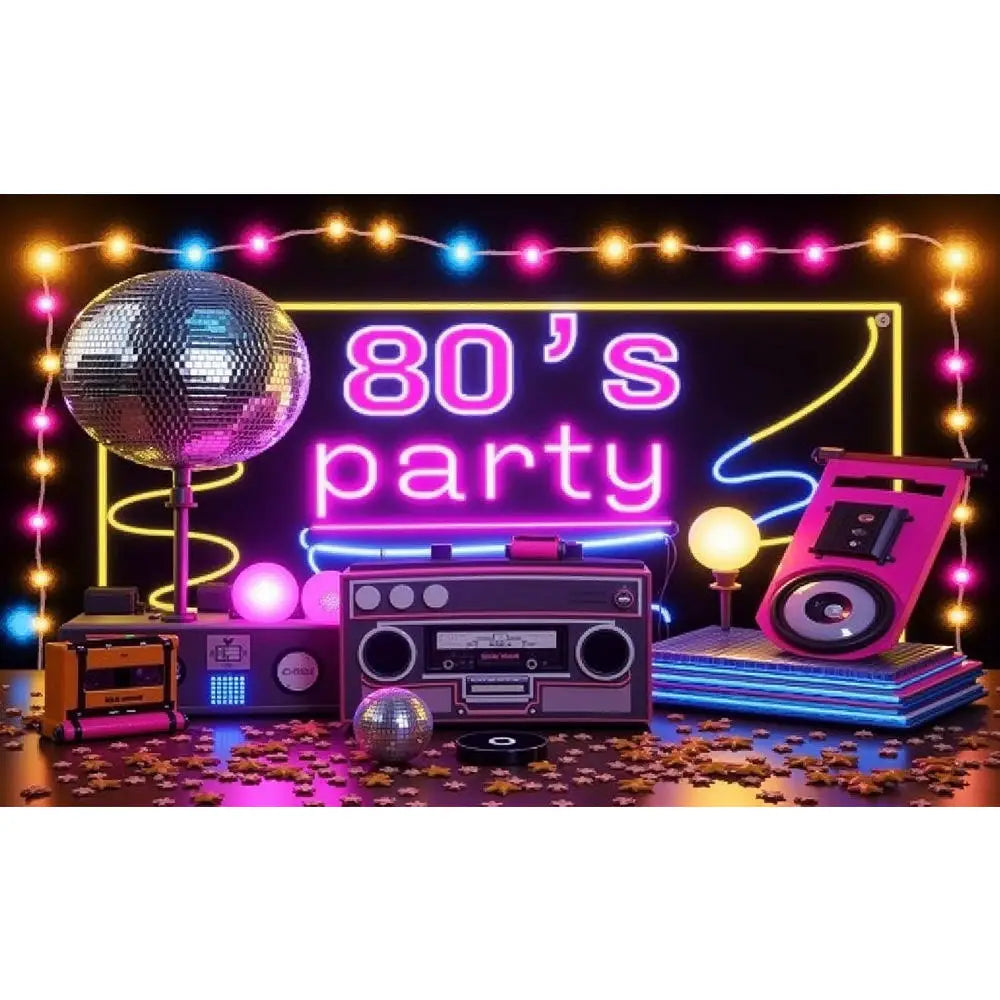 Back To 80'S Backdrop Graffiti Hip Pop Party Disco Music Photo Background Banner Graffiti Back To The 80’S Party Decorations SS69 11.69 B9Y9N1G