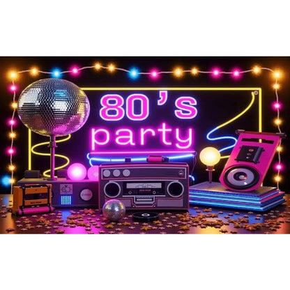Back To 80'S Backdrop Graffiti Hip Pop Party Disco Music Photo Background Banner Graffiti Back To The 80’S Party Decorations SS69 11.69 B9Y9N1G