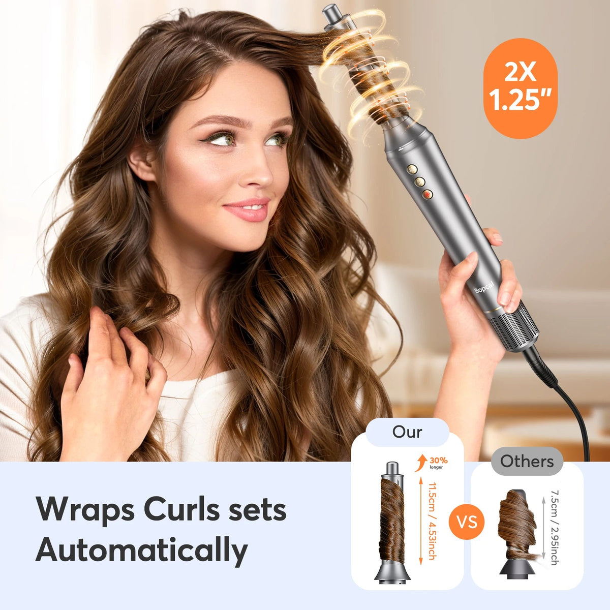 5-in-1 Hair Dryer Airstyler Ion Multistyler Hot Air Brush, 110,000 rpm with 32 mm Automatic Curling Iron, Straightener SS69