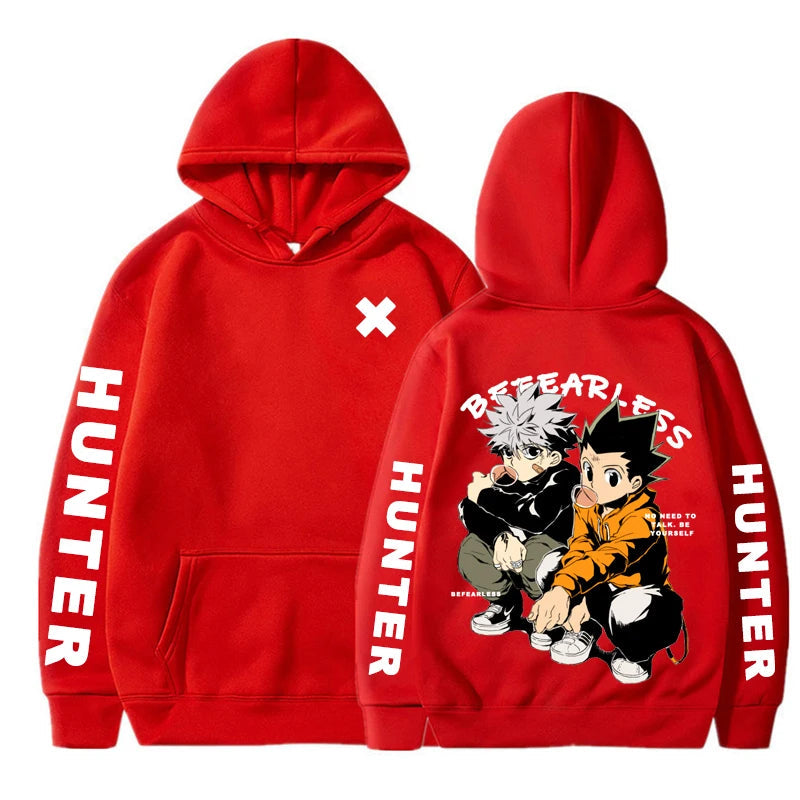 Hunter X Hunter Japan Anime Men Women Hoodies Killua Zoldyck Gon Harajuku Unisex Pullover Casual Plus Size Sweatshirt Streetwear SS69 21.69 Red / 4XL