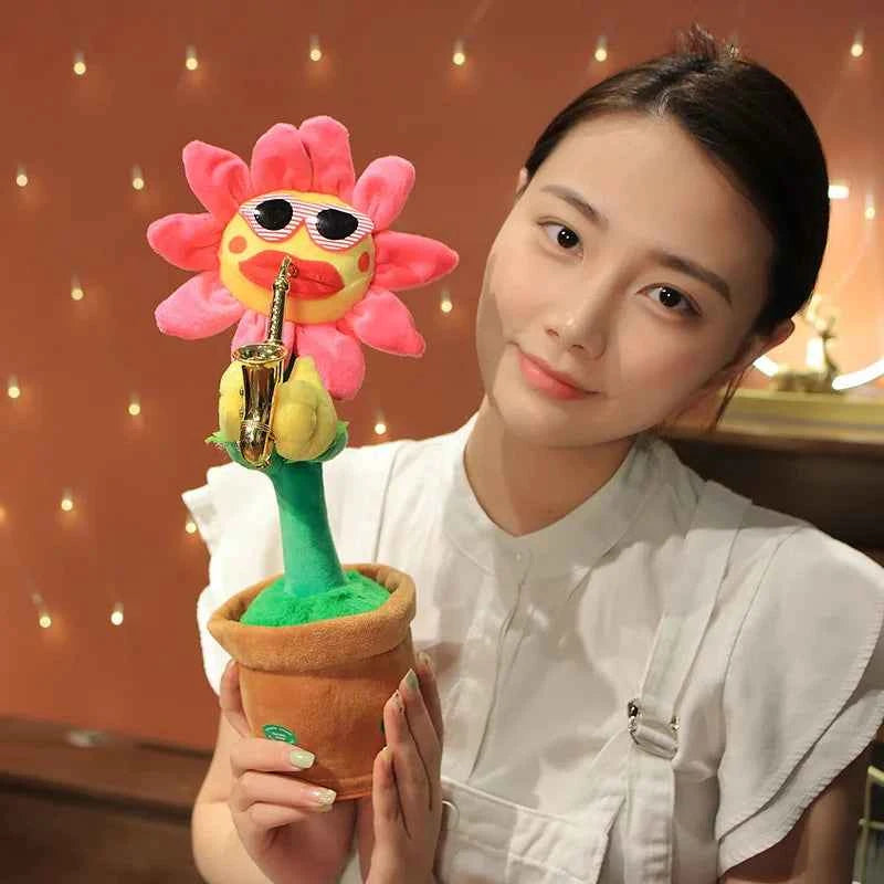 Musical Singing Dancing Toys 120 Songs Repeating Talking Record Speaking Sunflower Soft Plush Funny Creative Saxophone Kids Toy