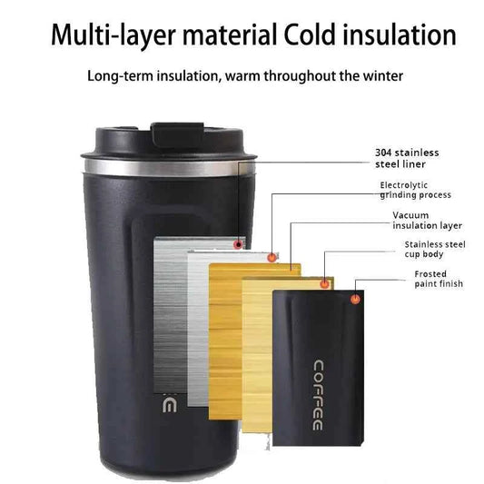 380/510ML Stainless Steel Coffee Mug Portable Tumbler Vacuum Flasks Car Thermal Cup Keeps Cold and Heat Thermal Mug Coffee Cup