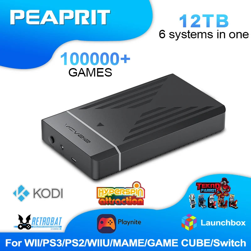 12TB Retro Gaming HDD with Hyperspin&Launchbox&Retrobat&Playnite OS for PS3/PS2/PS/SWITCH/N64/WIIU for Windows with 100000+Games SS69