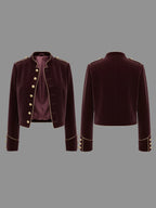 Modigirl Women's Velvet Wine Red Casual Jacket - Autumn/Winter