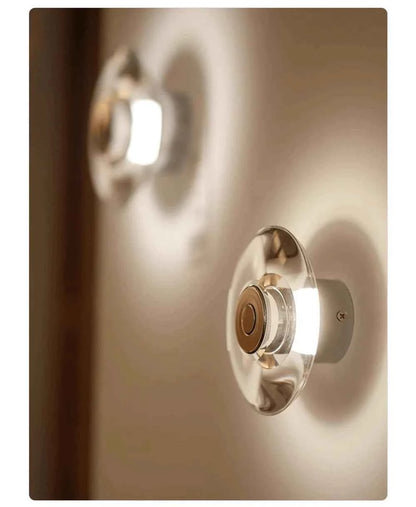 Modern Round Crystal Bedside Lamp Bedroom Living Room Italian LED Sconce Minimalist Art Circular Corridor Mirror Wall Lights