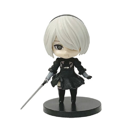 6pcs Q-version Anime Nier Mechanical Era Yurha 2B Miss Sister Sword Star Linkage 9S A2 Handmade Blind Box Doll Desktop Ornament SS69