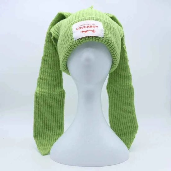Long fox Ears Knitted Hat Men Women Rabbit Ear Warm Crochet Beanies Kpop Hip Hop Hat Winter Skullies Cap Y2k Christmas Gifty