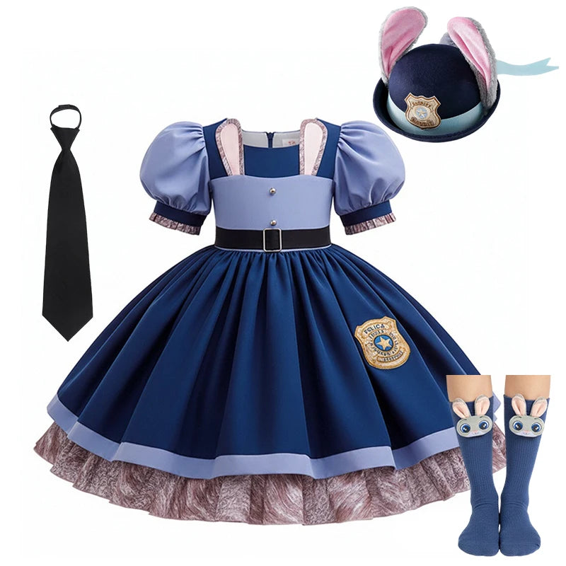 Disney Judy Hopps Zootopia Police Costume for Girls Satin Dress