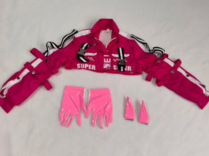 Women’s Nikki Alice Cosplay Costume Bodysuit with Ear Gloves Wig Cosplay Latex Cat suit Jumpsuit Jacket Suit SS69