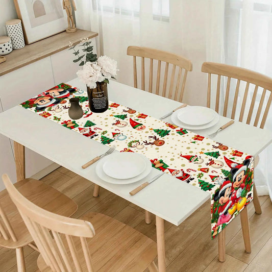 1 Piece of Disney Mickey Mouse Patterned Rectangular Tablecloth, Suitable for Dining Tables, Family Gatherings, Home Decoration, Christmas Decoration