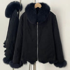 OFTBUY Women's Real Fox Fur Coat - Thick Warm Winter Jacket