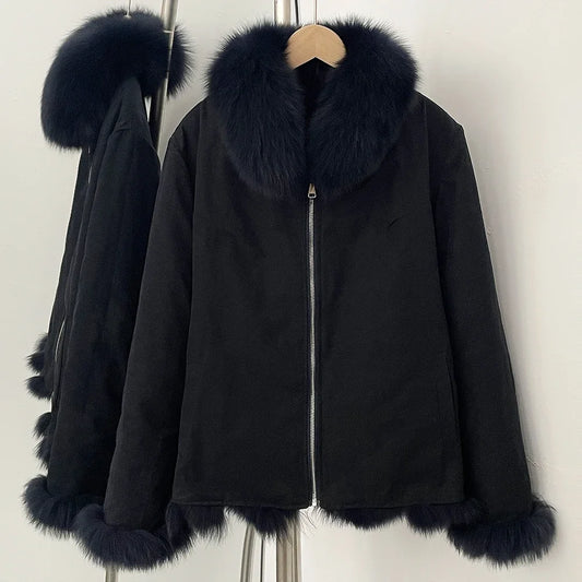 OFTBUY Natural Fox Fur Jacket Luxury Style Streetwear Lady New Winter Clothing Women Fashion Warm Thick Real Fur Coat Female