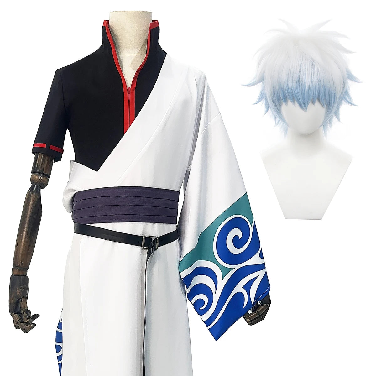 HOLOUN Gintama Anime Sakata Gintoki Cosplay Costume Wig Kimono Top Pants Cos Convention Halloween Christmas Gift SS69