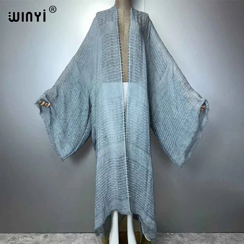 WINYI  high quality comfortable Women Soft Cardigan Loose Dress Party Boho Maxi beach Holiday Swimming Cover ups Africa Kimono