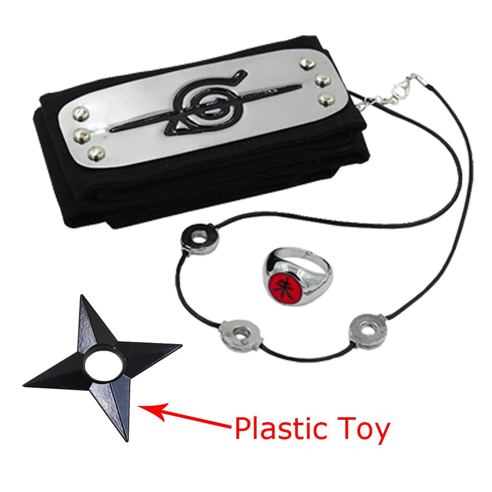 Akatsuki Uchiha Itachi Cloak for Kids Adult Long Black Robe Capes Halloween Carnival Cosplay Costume with Accessories