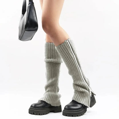 Gothic Women's Striped Leg Warmers Lolita Long Socks Knitted Leggings Japanese Sweets Winter Socks Kawaii Arm Ankle Warmers Y2k SS69 13.69 light grey / One Size