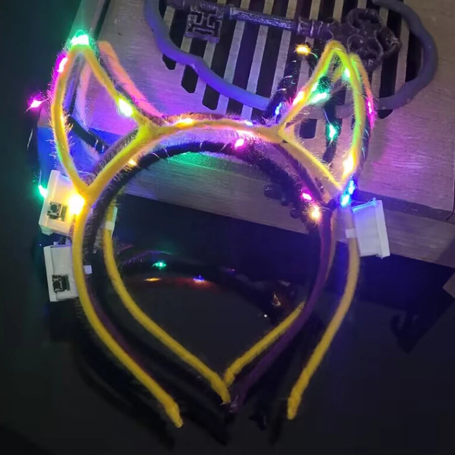 LED Glow Cat & Bunny Ear Headbands - 10/20/30 Pcs