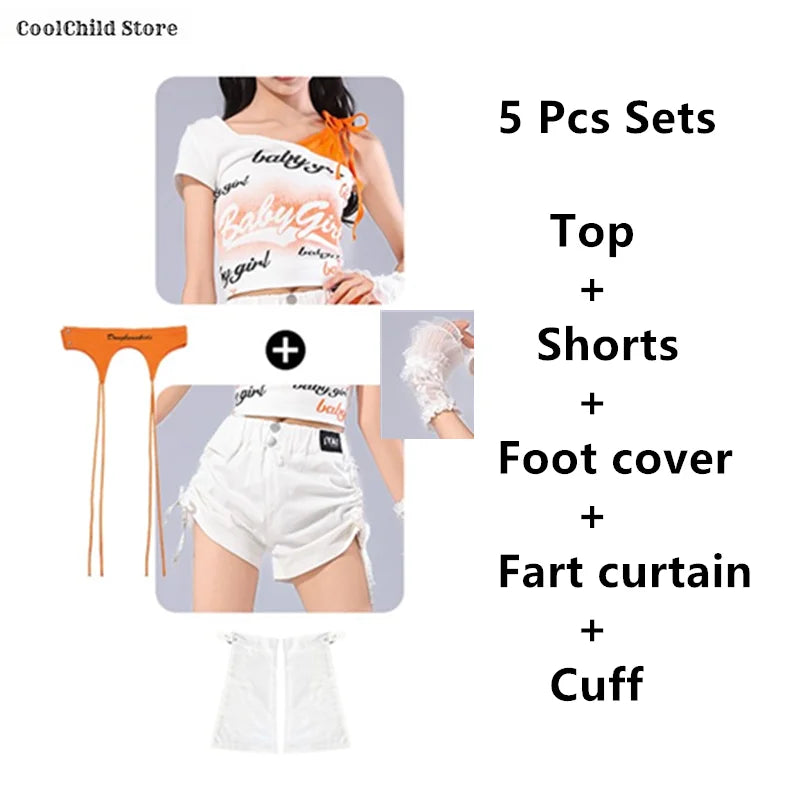 Girls Off Shoulder Crop Top & Cargo Pants Set