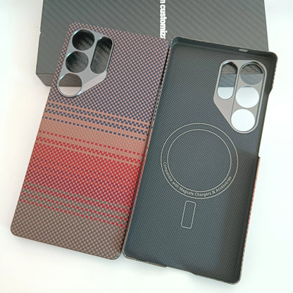 Genuine Aramid Carbon Fiber Magsafe Case For Samsung Galaxy S25 Ultra Matte Sunset Moonrise Bulletproof Magnetic Hard Thin Cover SS69 52.69 Sunset / For Galaxy S25 Ultra