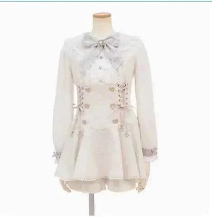 Japanese Mine Mass-Produced Short-Sleeve Shirt Dress Shorts Set Women Sweet Liz Doll Collar Bow Shirt Dress Two-Piece Suit