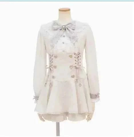 Japanese Mine Mass-Produced Short-Sleeve Shirt Dress Shorts Set Women Sweet Liz Doll Collar Bow Shirt Dress Two-Piece Suit