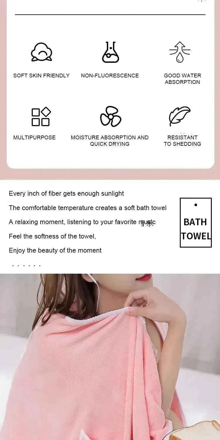 Womens Bath Towels Girls Wearable 140*85Cm Fast Drying Bathing Beach Spa Bathrobes Wash Clothing, Shower Bath And Gym Towel
