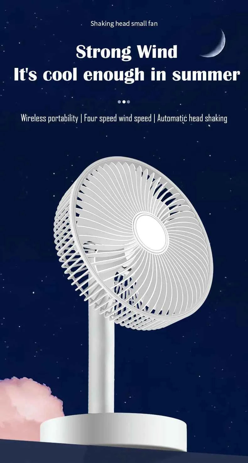 3600mAh USB Desk Fan 4 Speed Adjustable Desktop Table Fan with Strong Wind Quiet Operation Kipas USB Oscillating Fan