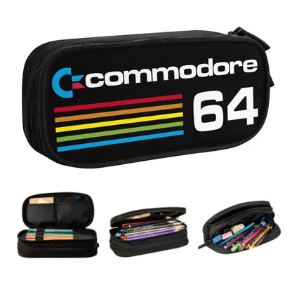 Custom Kawaii Retro Commodore 64 Pencil Case for Girls Boys C64 Amiga Computer Large Capacity Pen Box Bag Stationery SS69