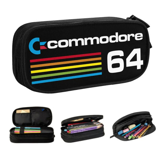 Custom Kawaii Retro Commodore 64 Pencil Case for Girls Boys C64 Amiga Computer Large Capacity Pen Box Bag Stationery SS69