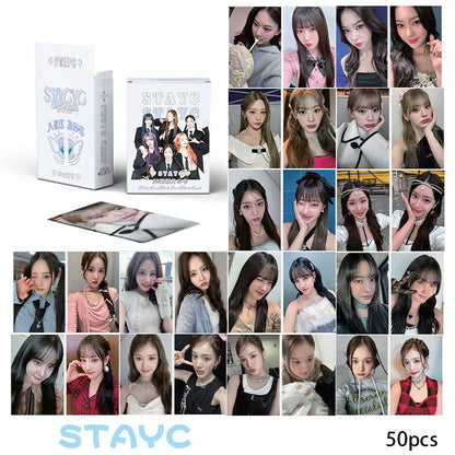 50 Cards / Set Stayc New Album Laser Card Lomo Card Girl Group Print Photo Card Beautiful Photo Fan Girl Gift Small Card Kpop SS69 7.69 HN-5-ST