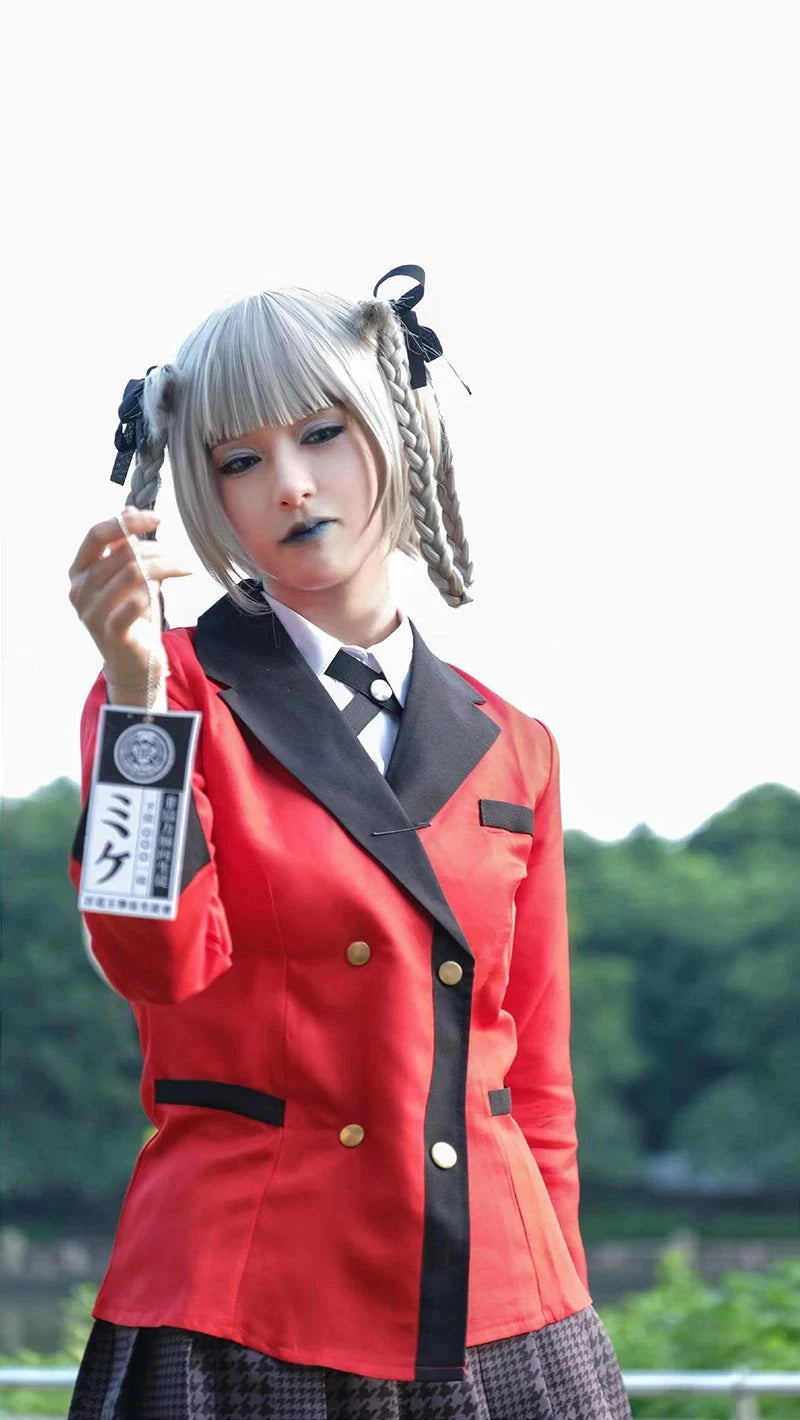 Anime Kakegurui Cosplay Costume Kirari Momobami Uniform Yumeko Sayaka Compulsive Gambler Japanese School Girl Pleated Skirt Suit SS69