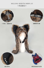 Cat Ear Hat, Punk Style Rock Autumn and Winter Warm Hat, Dark Gothic Style Winter Plush Hat