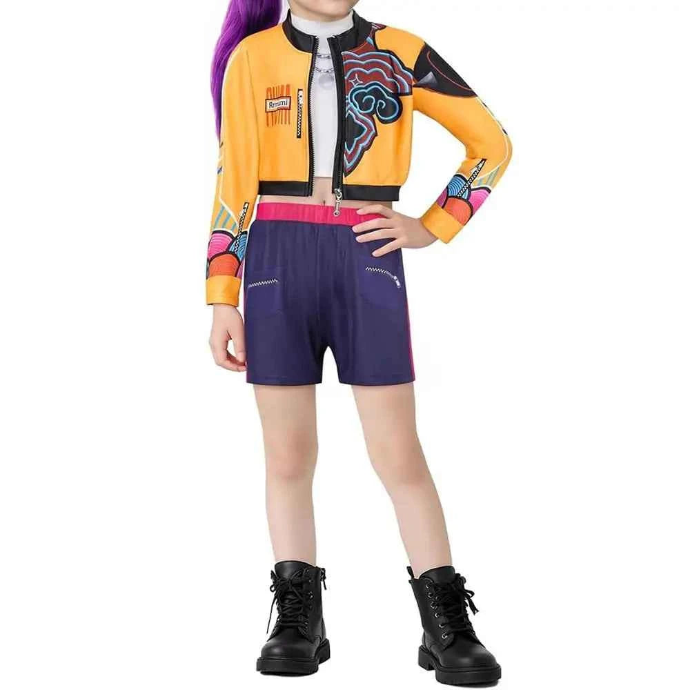 Girls Hunter Pop Singer Rumi Costume for Girls Halloween Party Cosplay Dance Stage Outfit Set