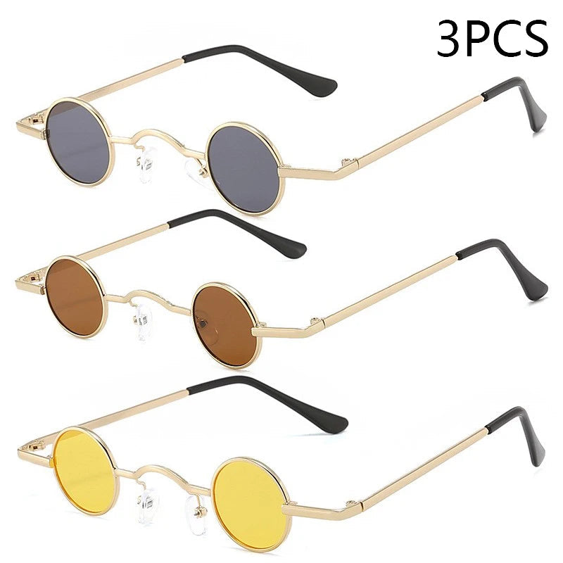 Vintage Rock Punk Man Sunglasses Classic Small Round Sunglasses Women Wide Bridge Metal Frame Black Lens Driving Eyewear SS69 10.69 Photochromic