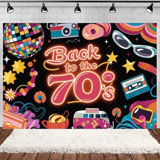 Retro Back to the 70s 80s 90s Backdrop Music Party Decorations Neon Light Graffiti Tapes Disco Background Photo Studio Supplies