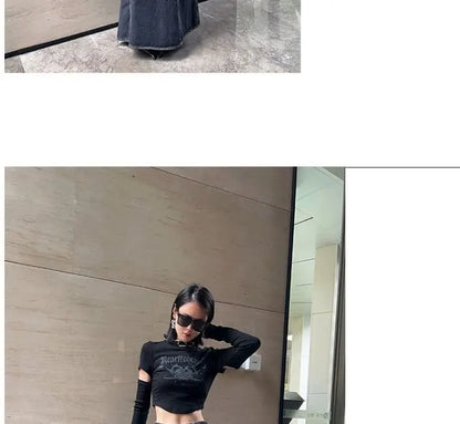 Maxi Skirt Women Casual Mermaid Streatwear High Waist Zipper Denim Skirts Y2k Streetwear Loose Long Mom Jeans Ankle Lenth Summer - SS69