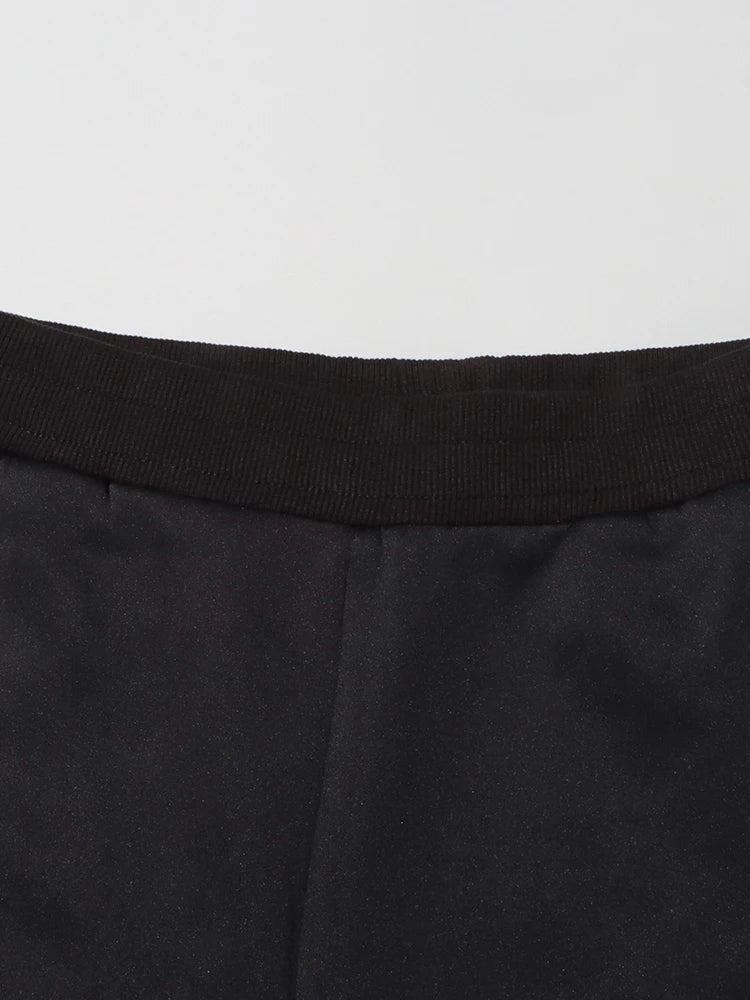 Solid Patchwork Diamonds Designer Wide Leg Pants For Women High Waist Patchwork Pockets Hollow Out Chic Pant Female SS69