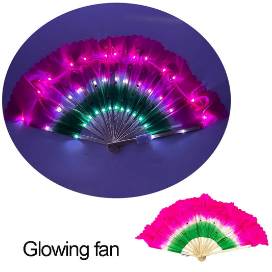 Beautiful Costumes Accessory Props Hand Fans 7 Colors For Choice Men Women Cool Decorative Glow Fan Light Up Disco Dance Night SS69 20.69 13inches fan 04 / one size