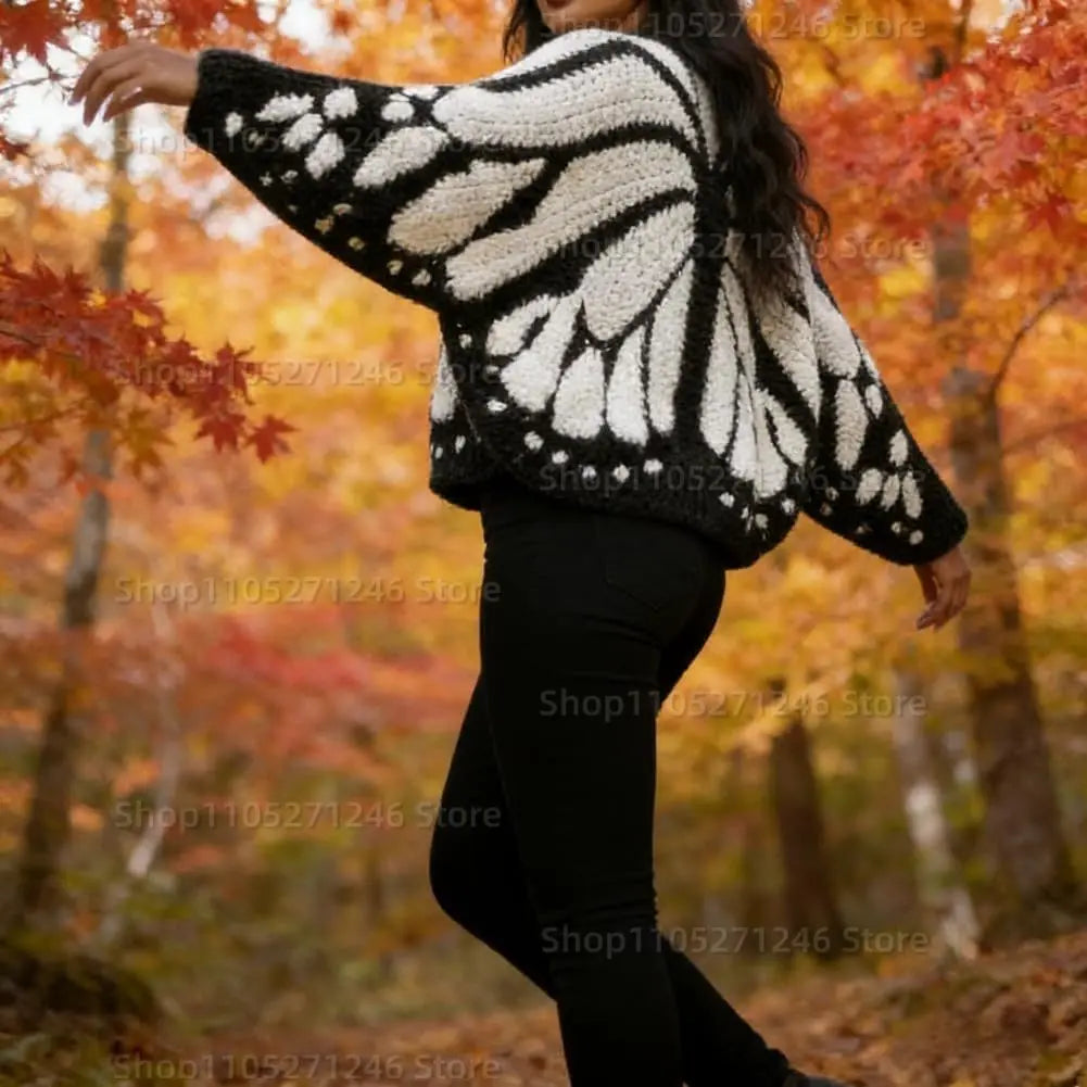 Monarch Butterfly Crochet Knit Cardigan Sweater with Wing Design Women's Fashion Butterfly Cardigan Mother's Day Excellent Gift