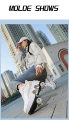 Deformation Shoes Roller Sneakers With 4 Wheels Skates Adult Kids Runaway Parkour Wheels Shoes For Women Men Youth Sport Shoes