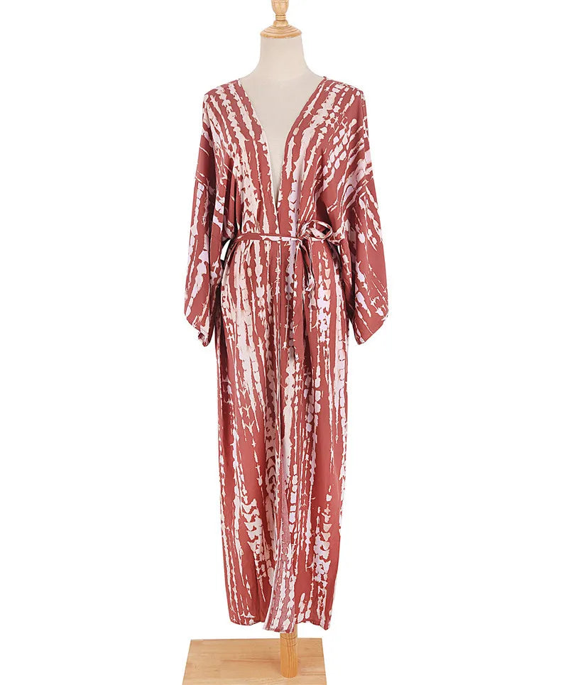 Tie Dye Kimono Swimsuit Cover-Up for Women - Flowy Rayon Beach Dress