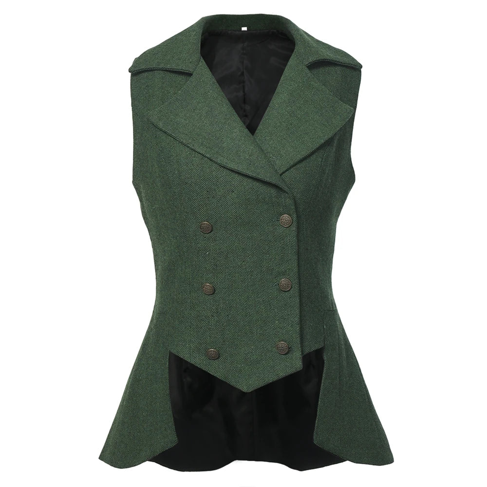 Women's Victorian Steampunk Tailed Vest - Polyester Waistcoat