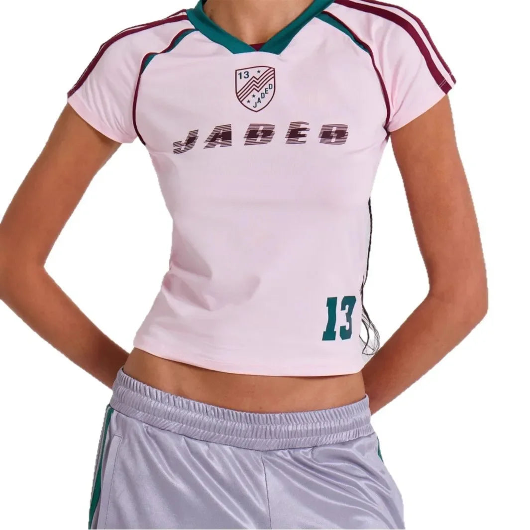 2025 Woman Clothing Shorts Suit America Sports Style Fashion Slim Retro Summer Letter Print Short-sleeved Top Y2k ropa de mujer SS69