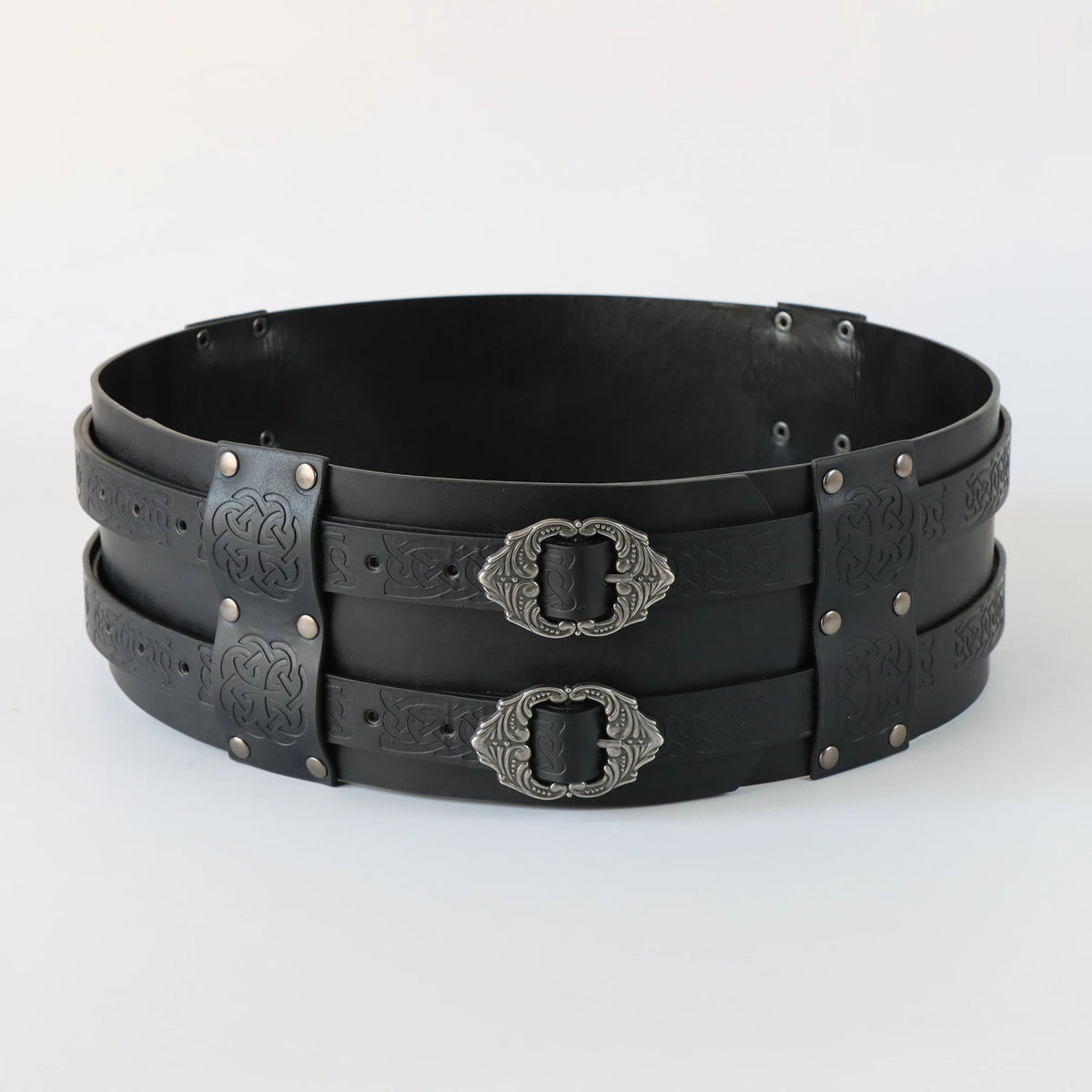 SS69 Viking Wide Waist Armor Belt, Adjustable Synthetic Leather LARP Gear