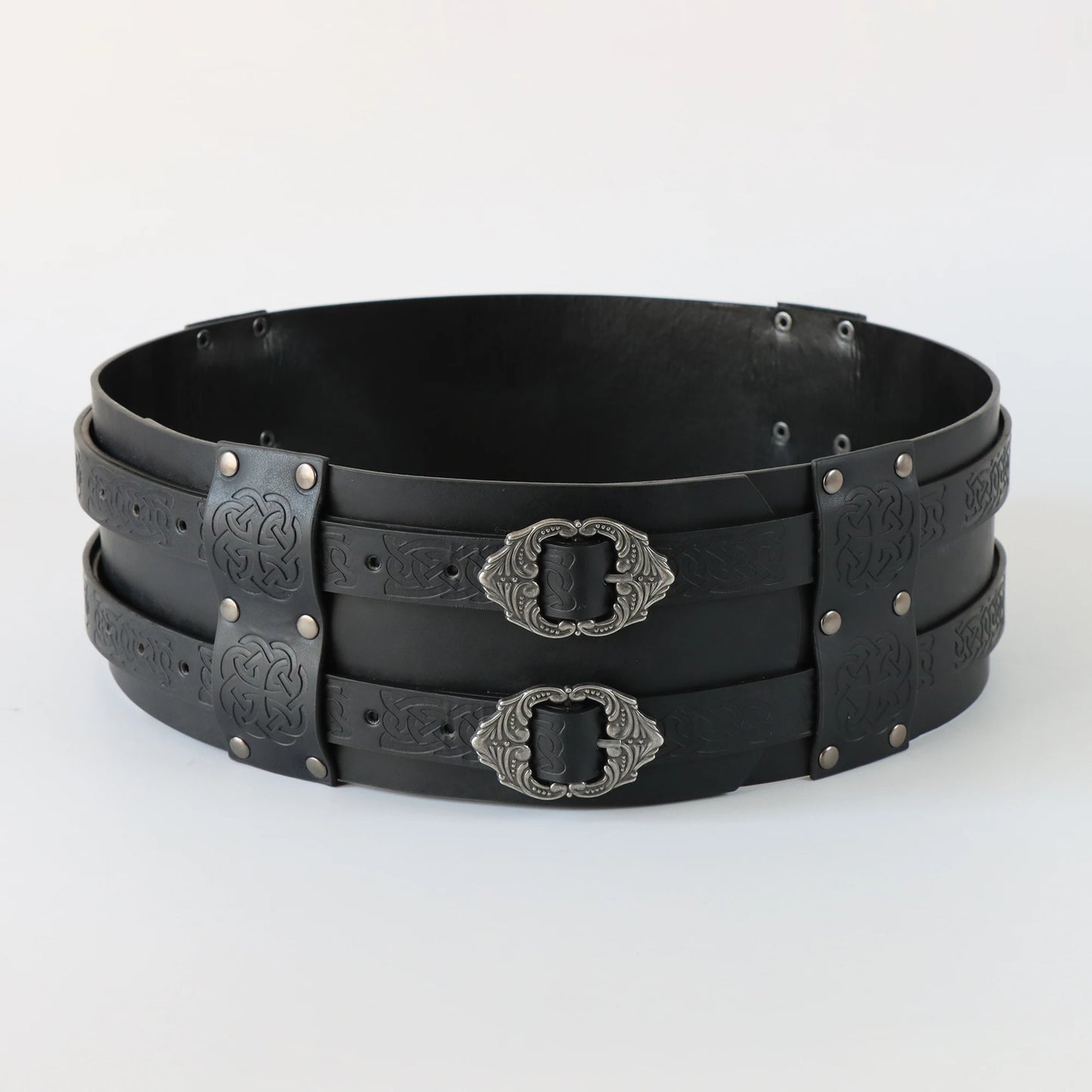 SS69 Viking Wide Waist Armor Belt, Adjustable Synthetic Leather LARP Gear